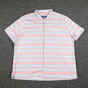 Vineyard Vines Shirt Mens Extra Large Pink Blue Sunstone Cabana‎ Preppy Stretch